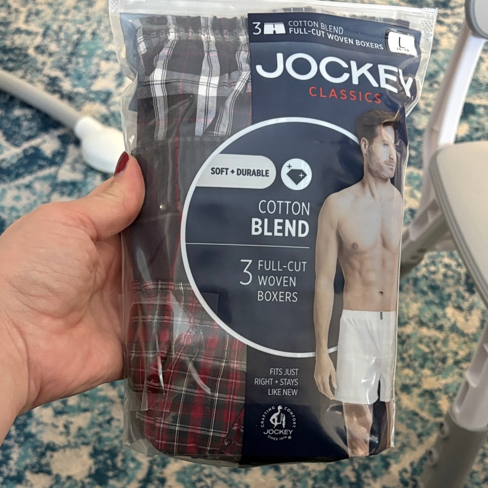 Jockey Classics Cotton Blend Boxers - 3 Red and Black Plaid